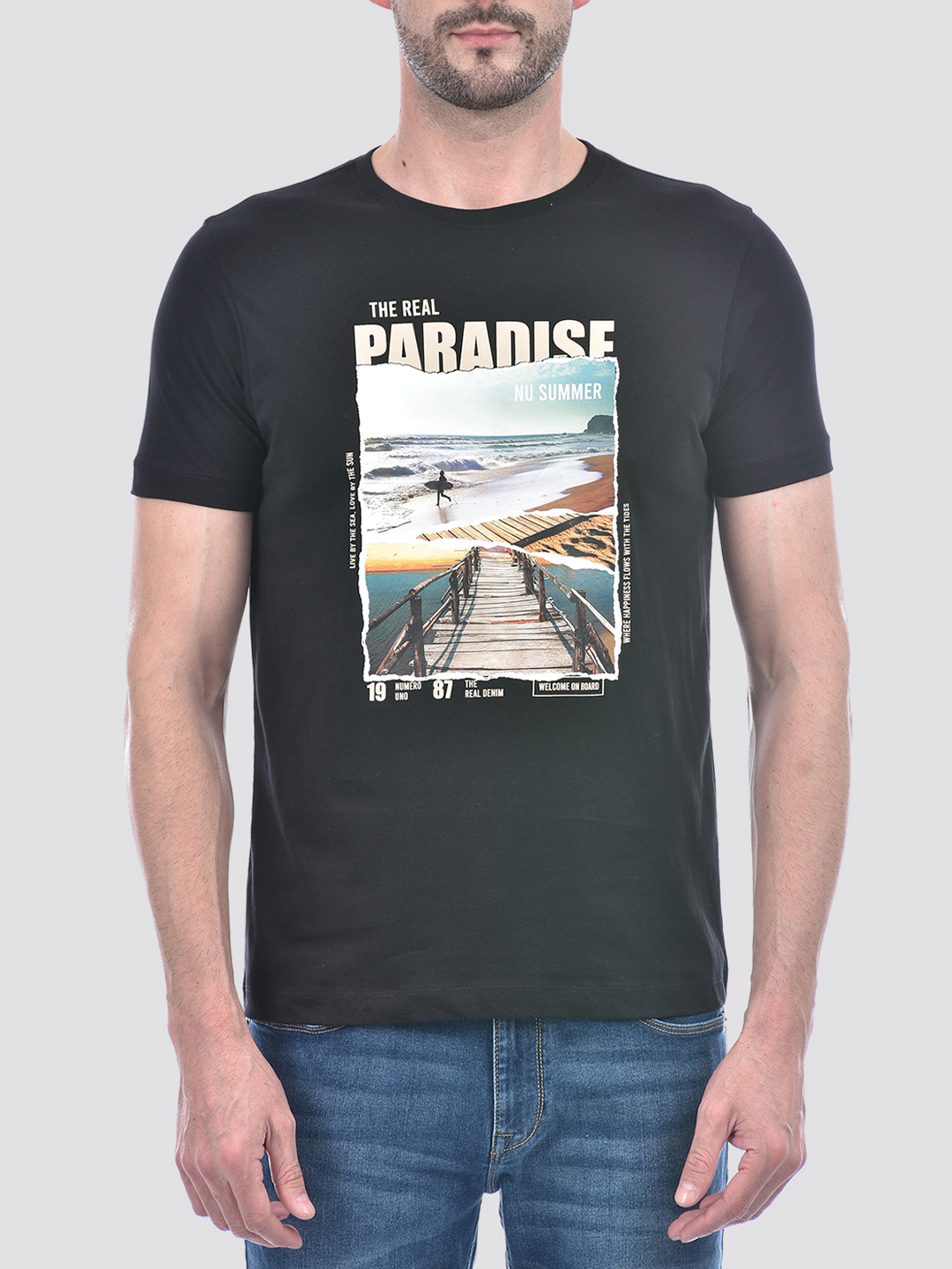 Numero Uno Men Graphic Print Black T-Shirt